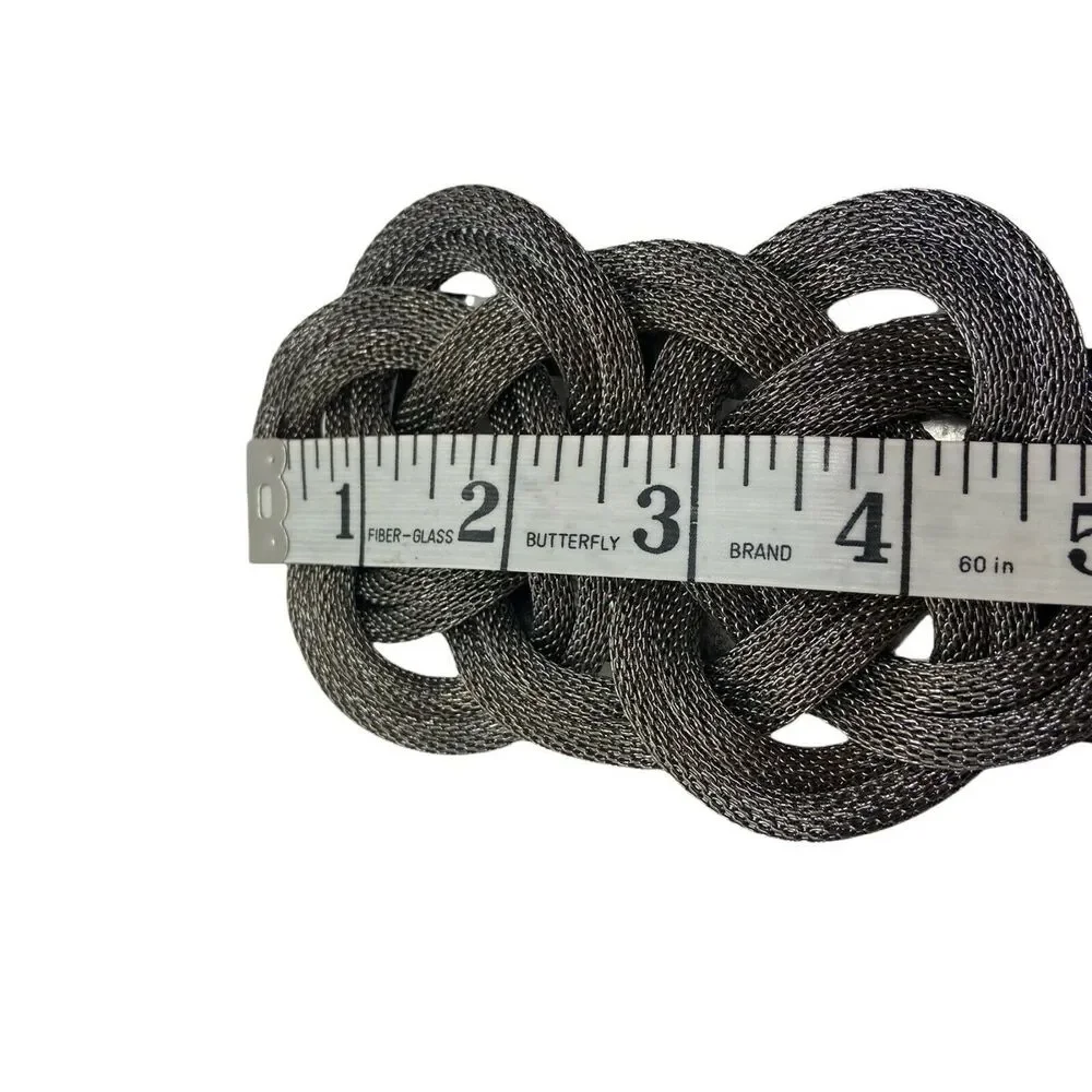 Novelty Stretch Elastic Belt Vintage 80s Women's Black Silver Tone Metal Clasp
